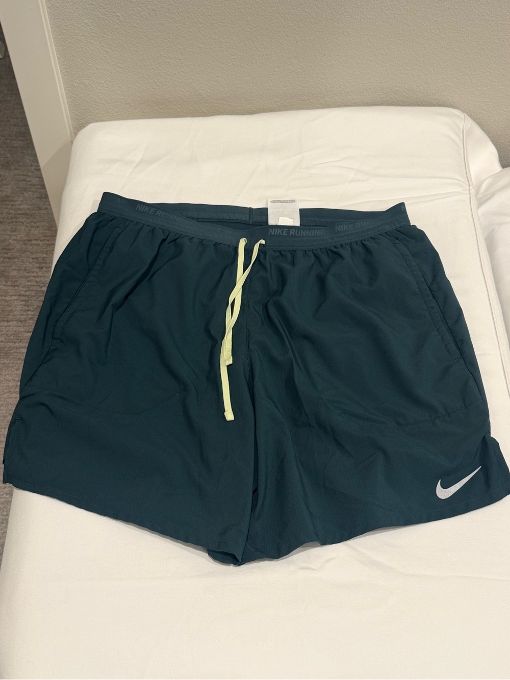 Nike Men’s Athletic Shorts - Dark Teal with Light Yellow Drawstring